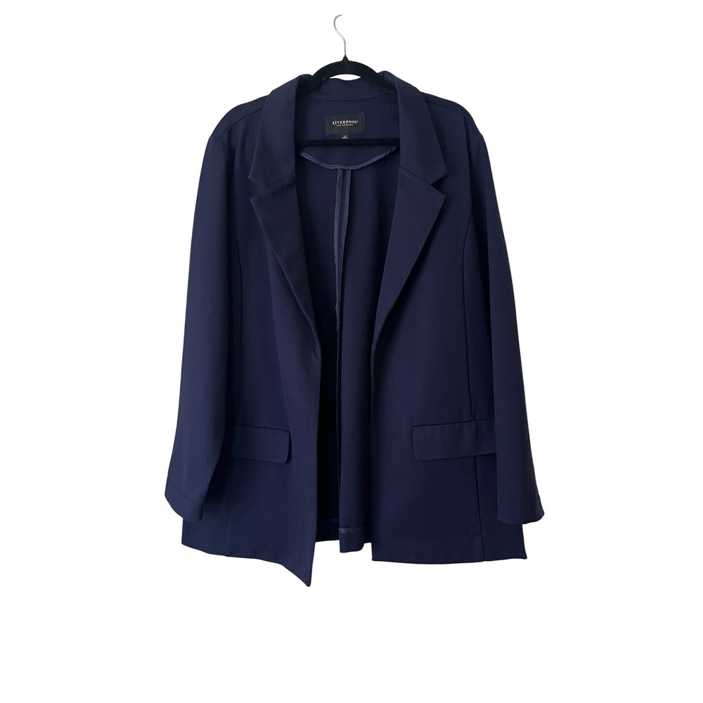 Liverpool Los Angeles Women's Navy Blue Open Front Ponte Blazer Jacket 2X